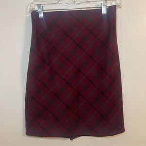 Express Burgundy Plaid Mini Skirt